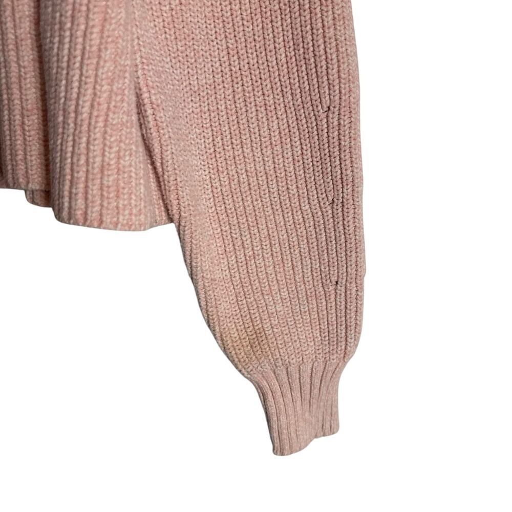 Club Monaco Pink Ribbed Knit Boxy Mock Neck Long Sleeve Pullover Sweater - Picture 13 of 16